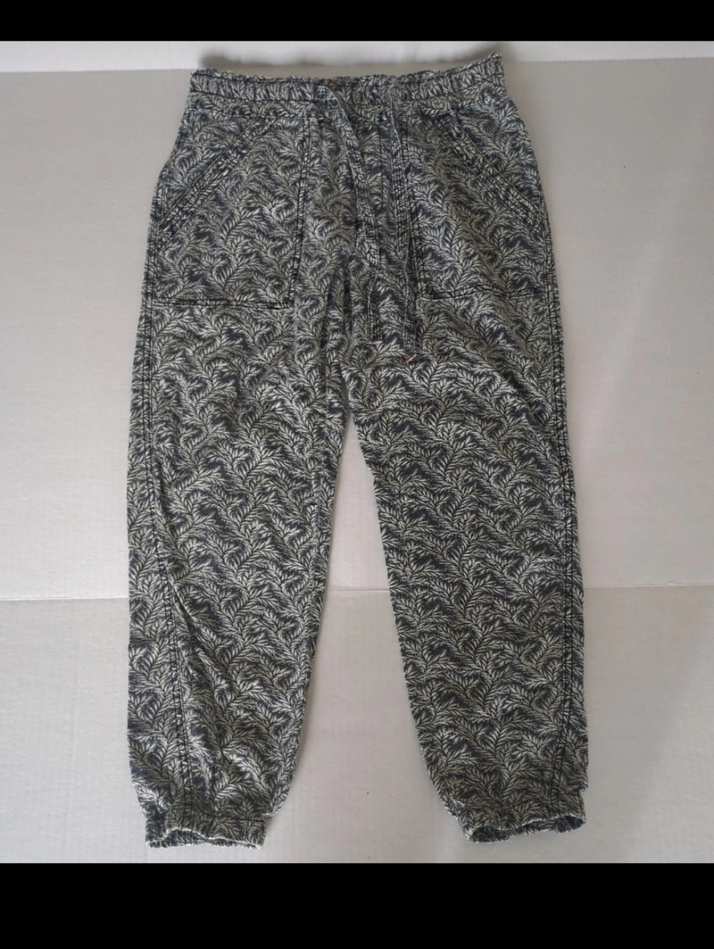 Anthropologie Rhys Linen Blend Palm Print Elastic Waist Utility Joggers Size XS